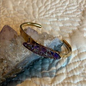 NWOT! Handmade Goldtone Stone Bangle